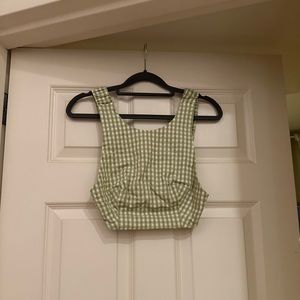 Zara green and white gingham crop top